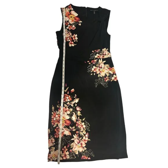 White House Black Market Floral Dress – Black with Pink Details, Size 6 - Picture 2 of 5